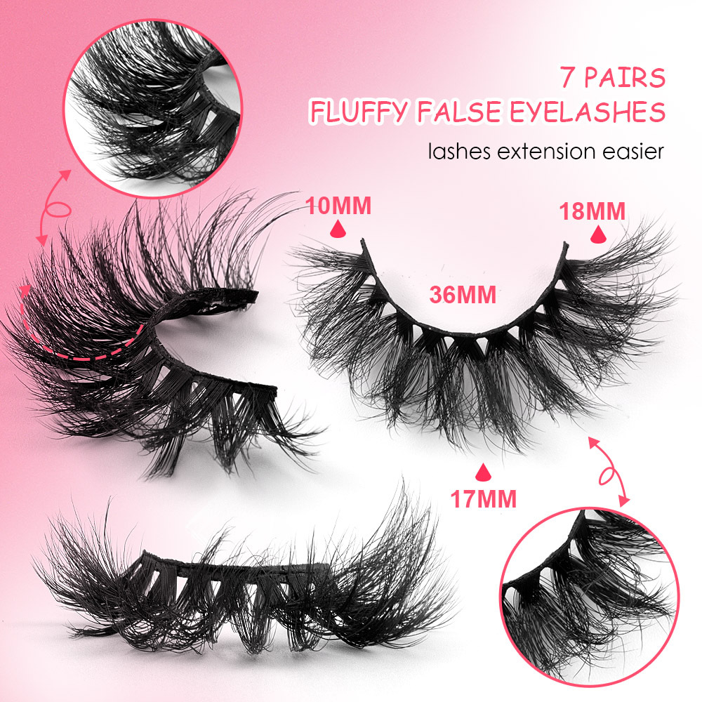 7 Pairs Fluffy False Eyelashes