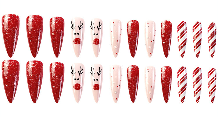 Christmas Nail Patch Glitter Checkered Fake Nail Patch