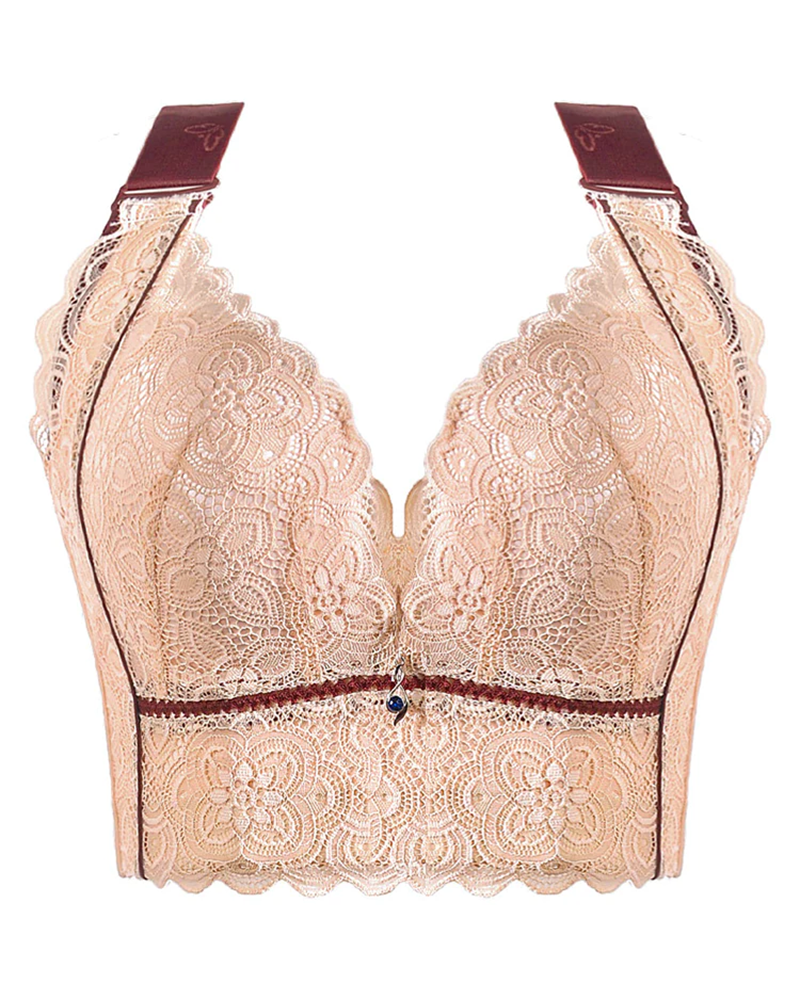 Longline Wire-free Breathable Lace Push Up Bras