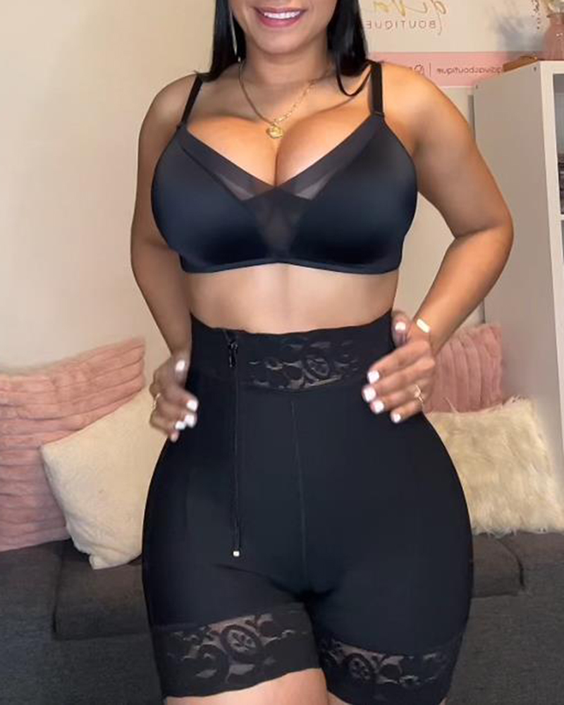 Side Zipper Lace Butt Lift Pants