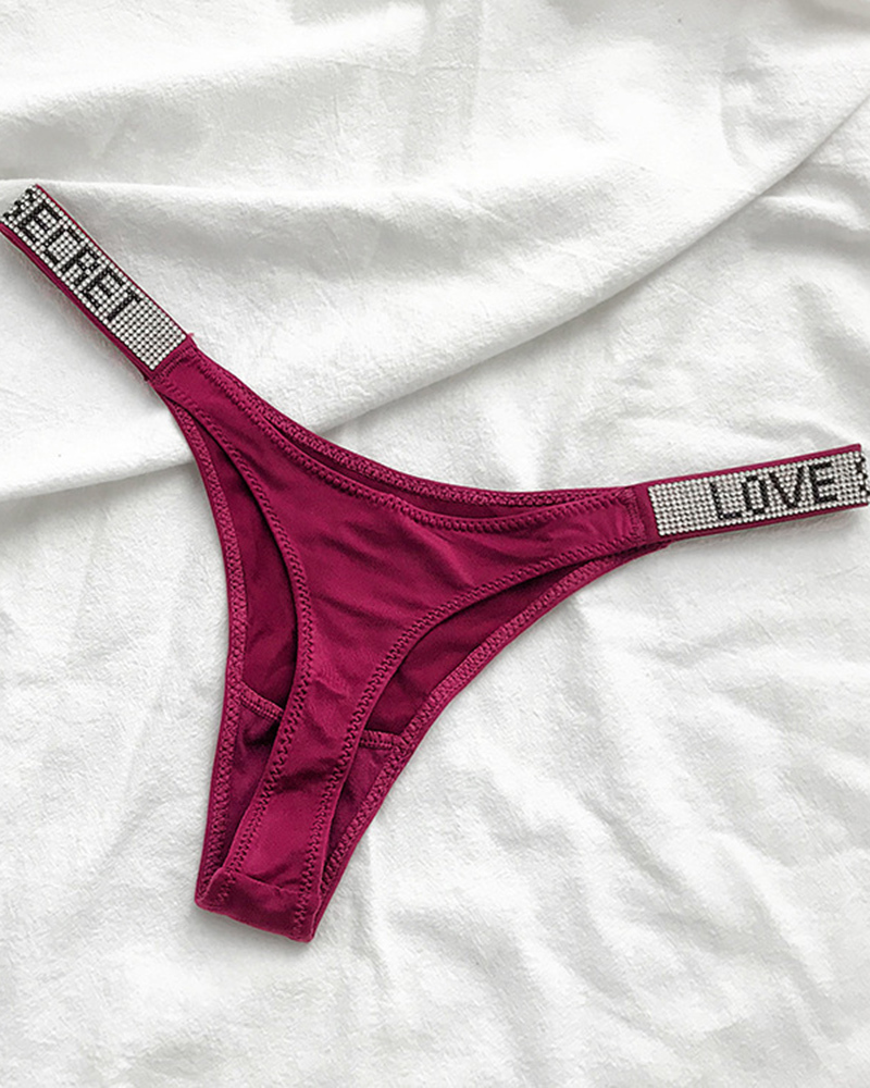 Sexy Low Waist T Pants Narrow Edge Water Diamond Underwear Sports Hip Lifting Thong Breathable Invisible