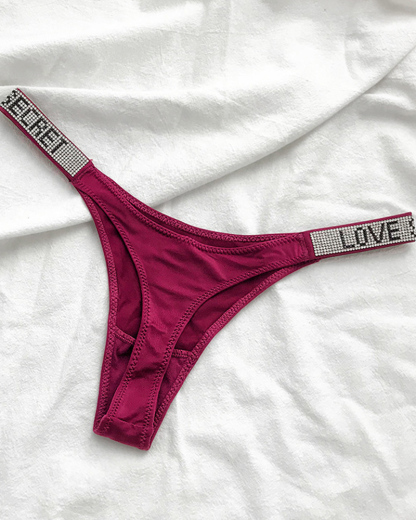 Sexy Low Waist T Pants Narrow Edge Water Diamond Underwear Sports Hip Lifting Thong Breathable Invisible