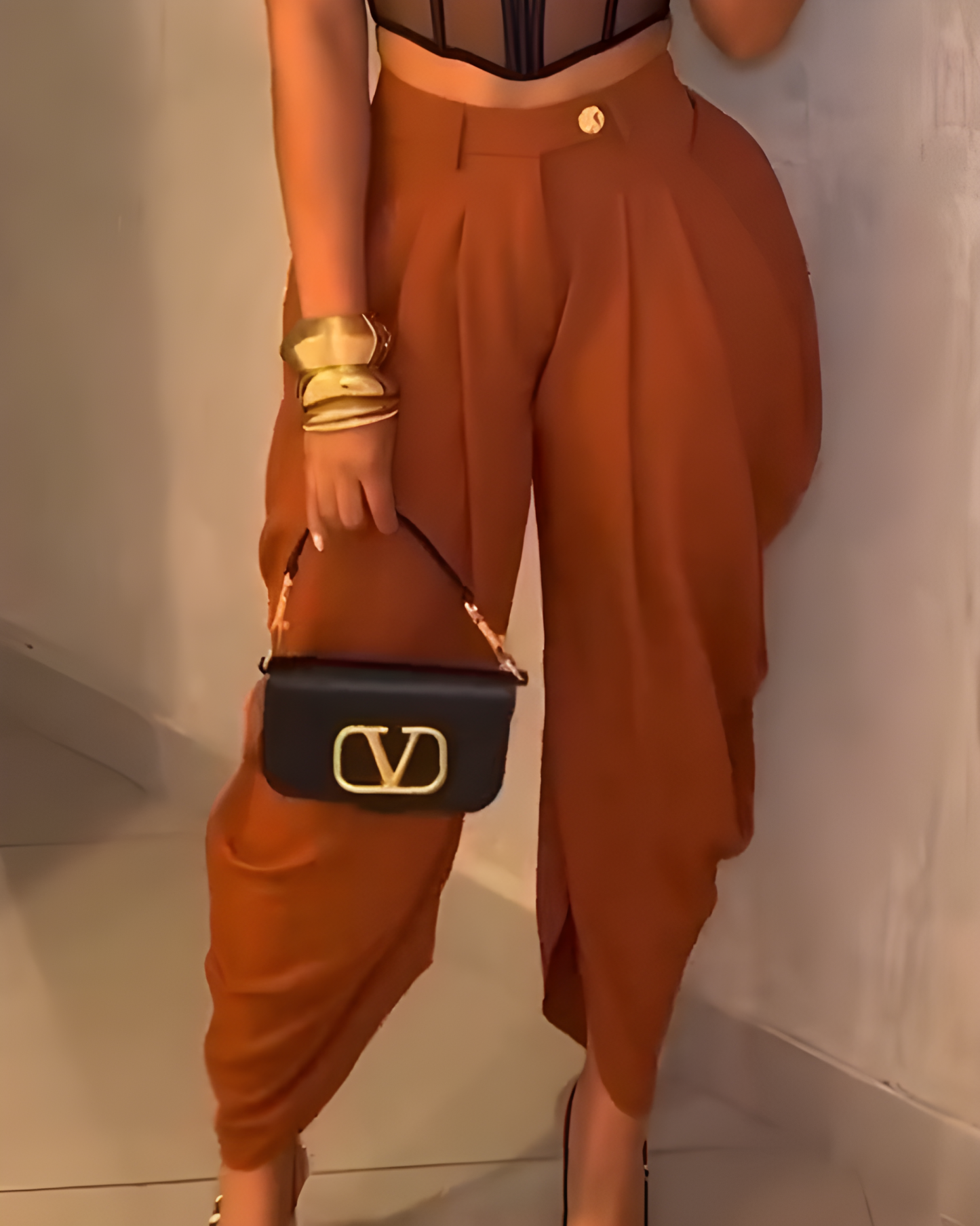 High Waist Loose Ruched Irregular Casual Pants