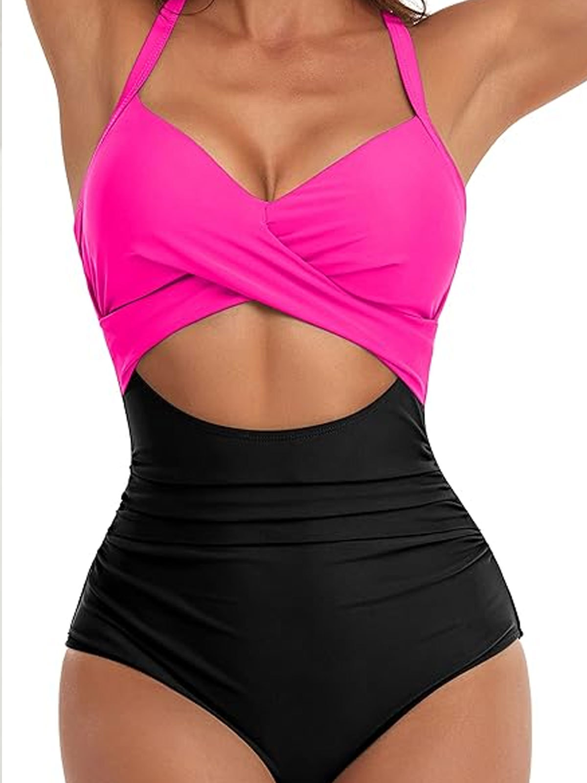 One Piece Swimsuits Tummy Control Cutout High Waisted Bathing Suit Wrap Tie Back