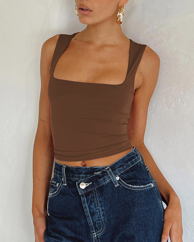 Square Neck Slim Sexy Bottoming Tank Top