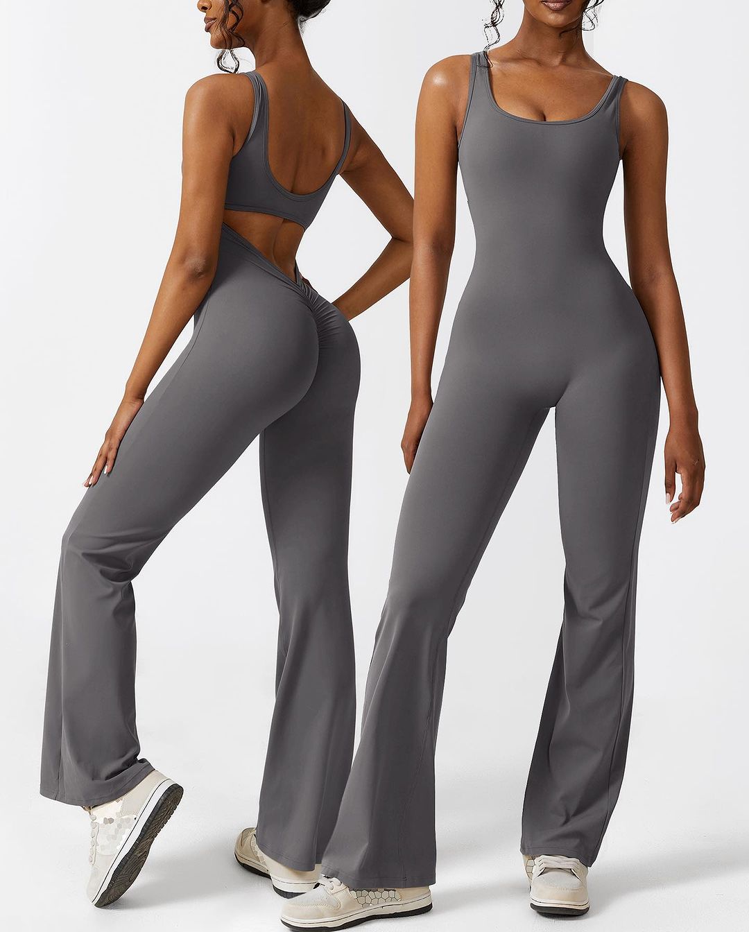 V-Back Flared Jumpsuit