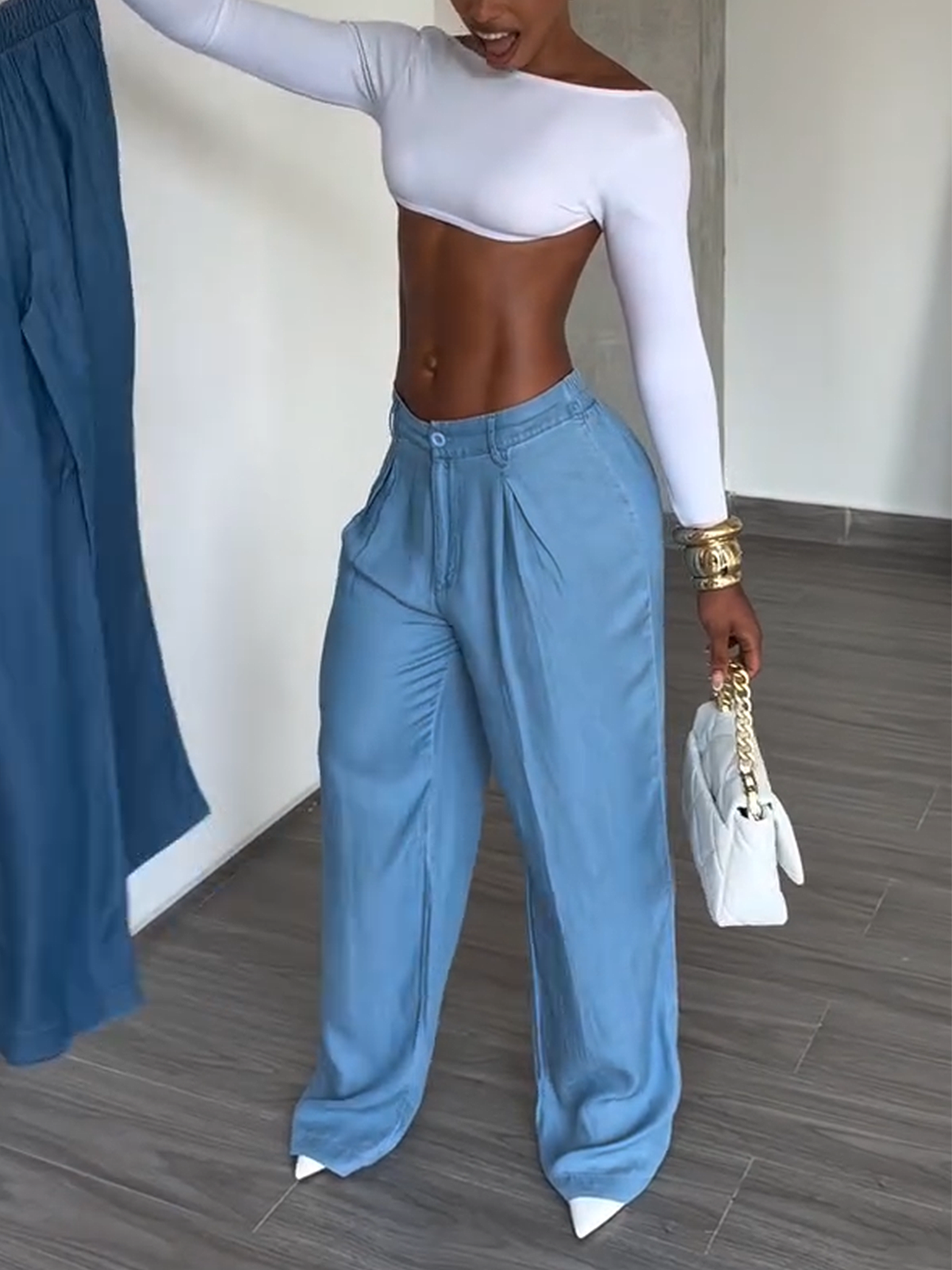 High Waisted Pleated Wide Leg Pants