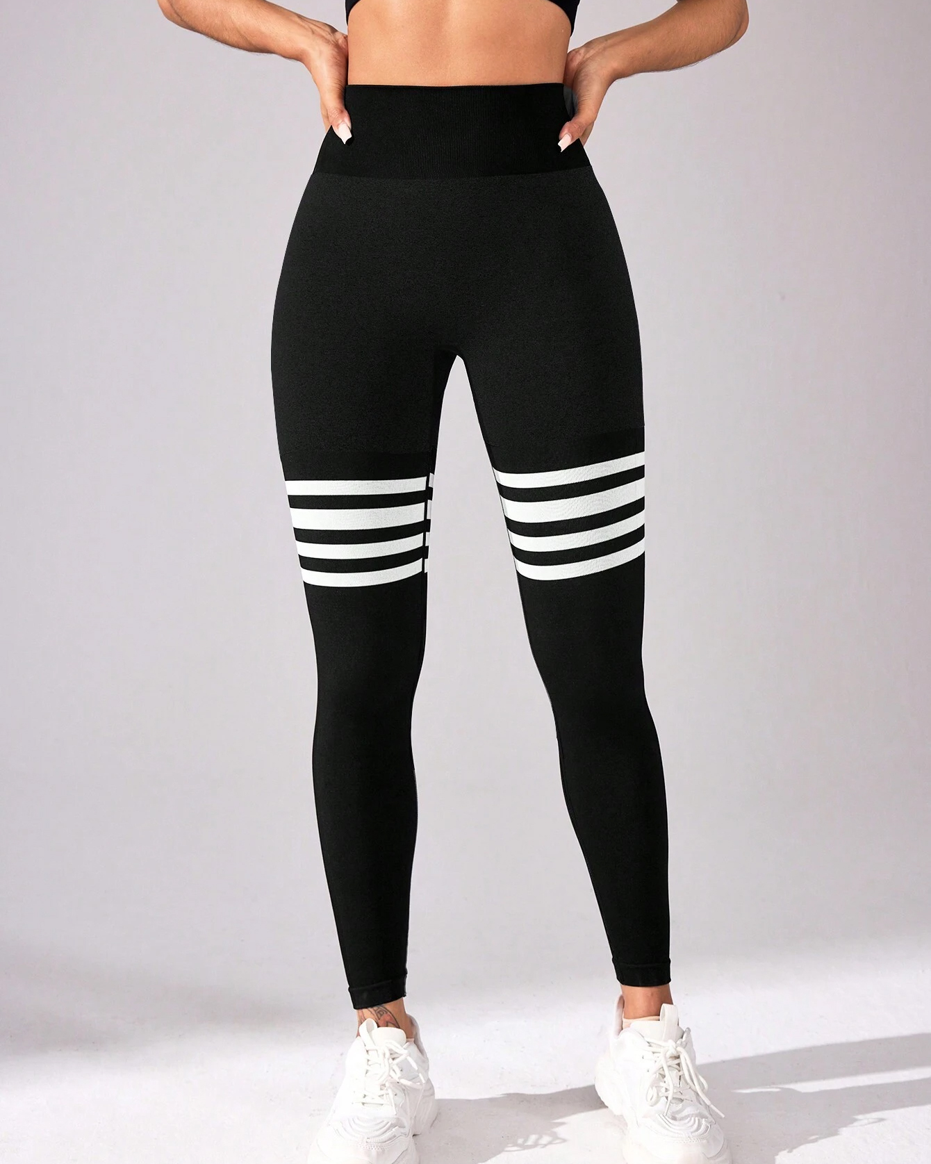 High Waist Back V Butt Lifting Fitness Striped Yoga Leggings