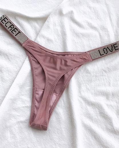 Sexy Low Waist T Pants Narrow Edge Water Diamond Underwear Sports Hip Lifting Thong Breathable Invisible