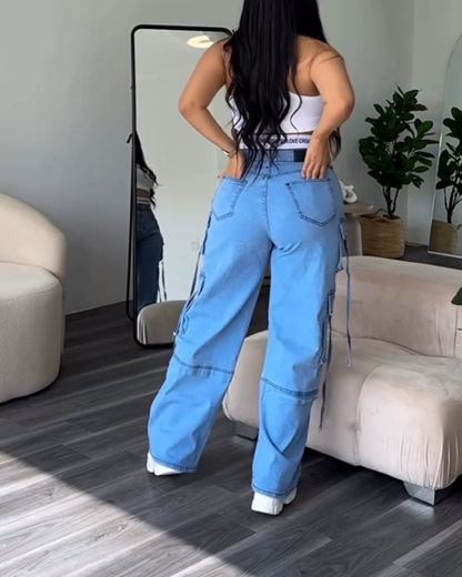 Alphabet Belt Cargo Jeans