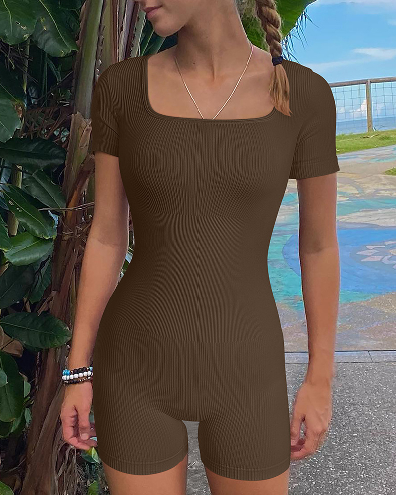 Short Sleeve Square Neck Bodysuits