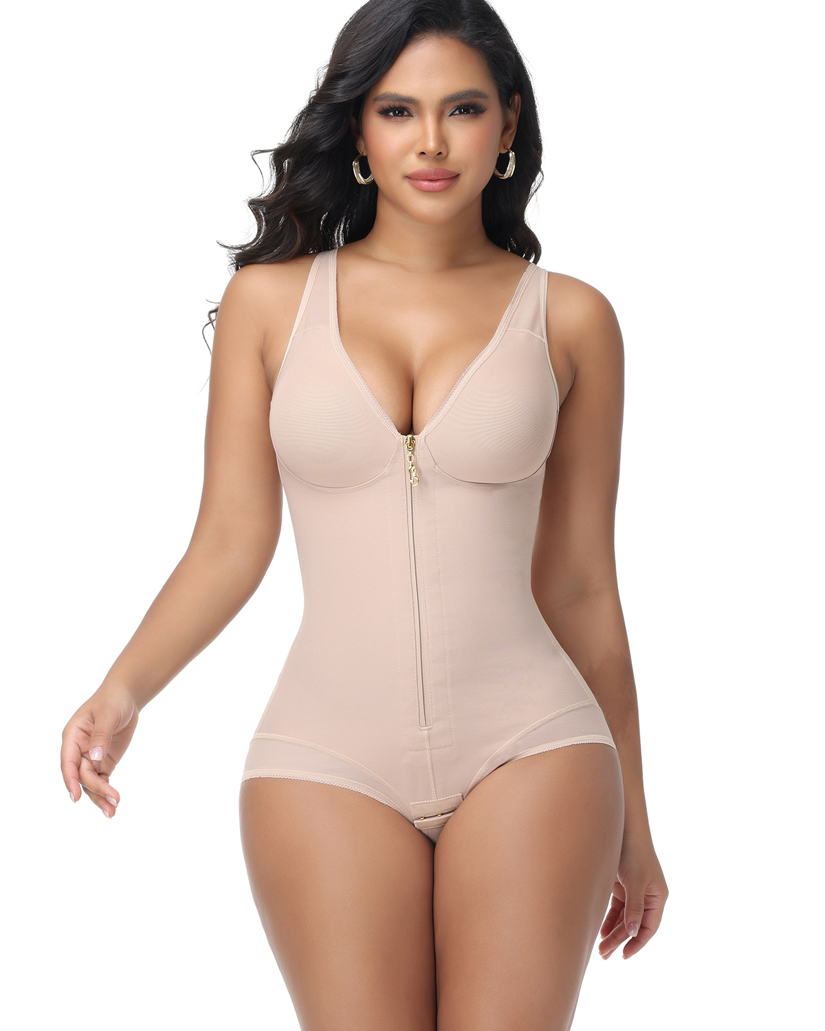 Tummy Control Butt-Lifting Body Shaper with Front Zipper