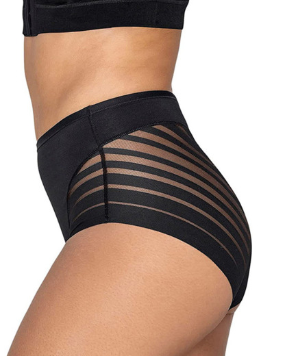 Chiccurve Hip Lift Sheer Mesh Striped Panties
