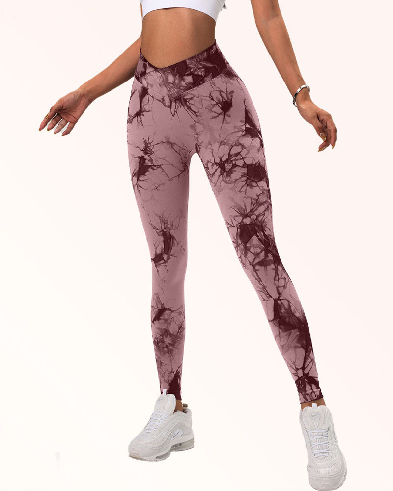 Seamless Tie Dye High Waist Yoga pants-ChicCurve