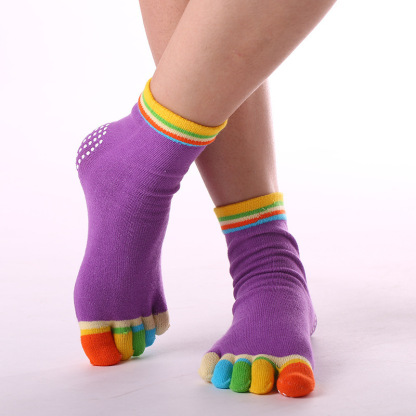Pilates non-slip five-finger cotton socks