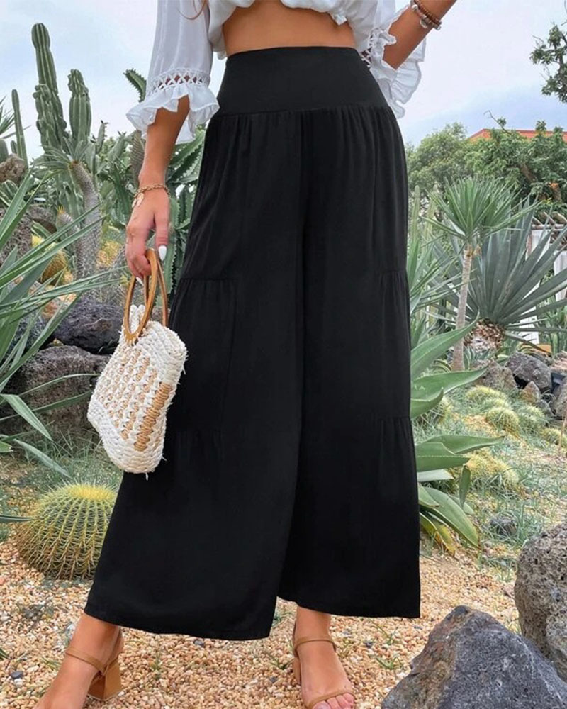 High-Waisted Baggy Cotton Hemp Wide-Leg Pants