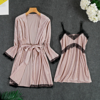 Velvet Sexy Lace Two Piece Pajamas
