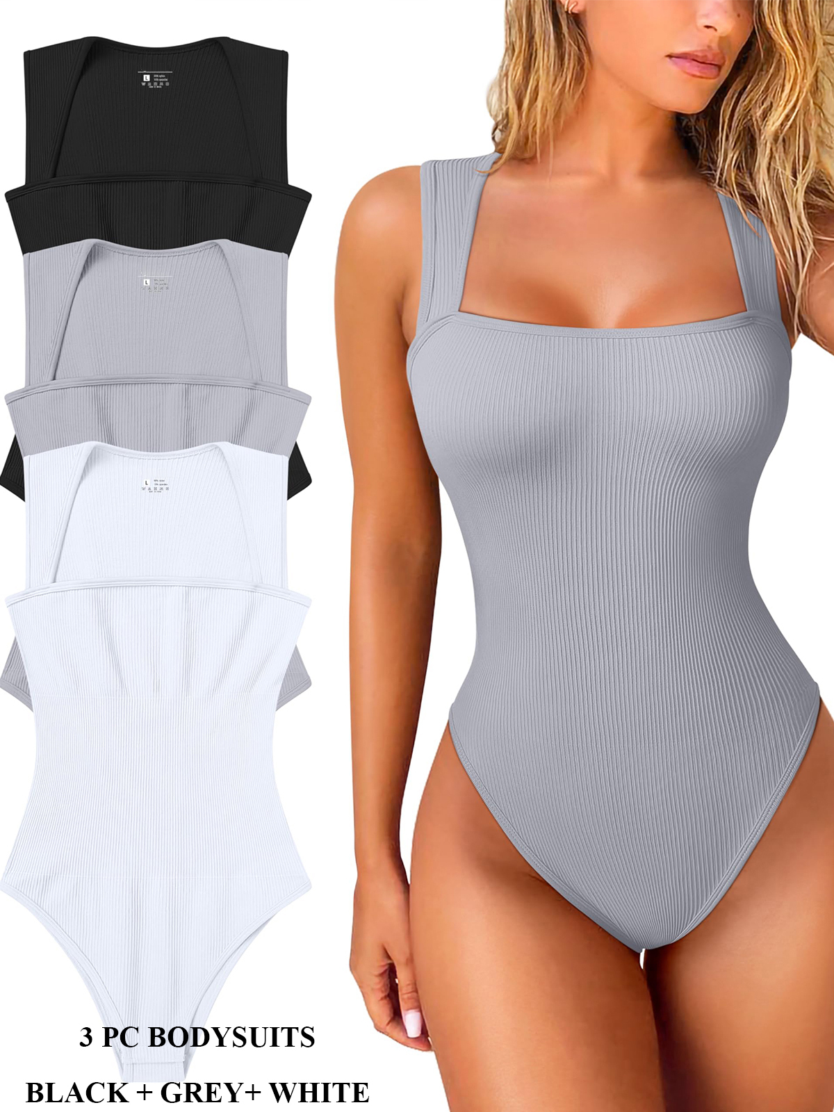 Ribbed Sleeveless 3pc Thongs Bodysuits