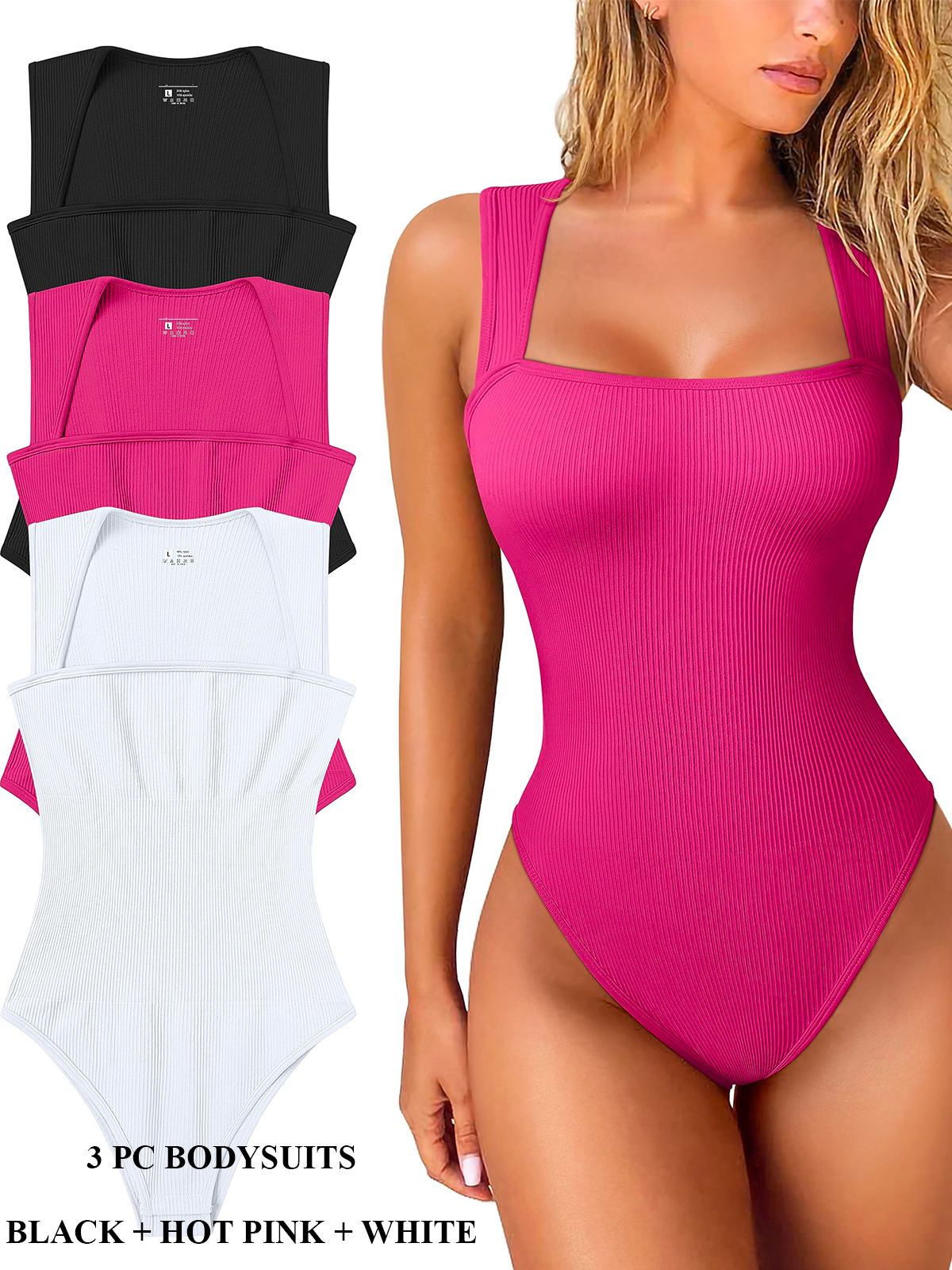 Ribbed Sleeveless 3pc Thongs Bodysuits