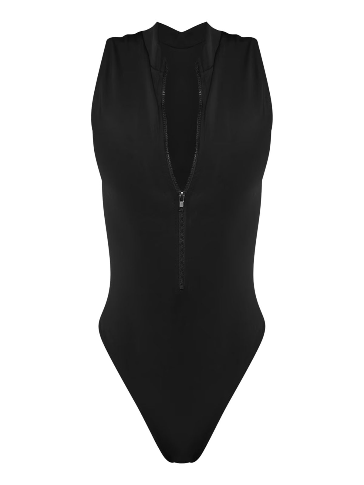 Zippered Back Strap Body-shaping Bodysuit