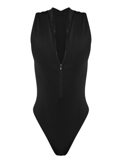 Zippered Back Strap Body-shaping Bodysuit