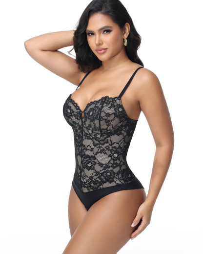 Lace Suspenders Triangle Bodysuit