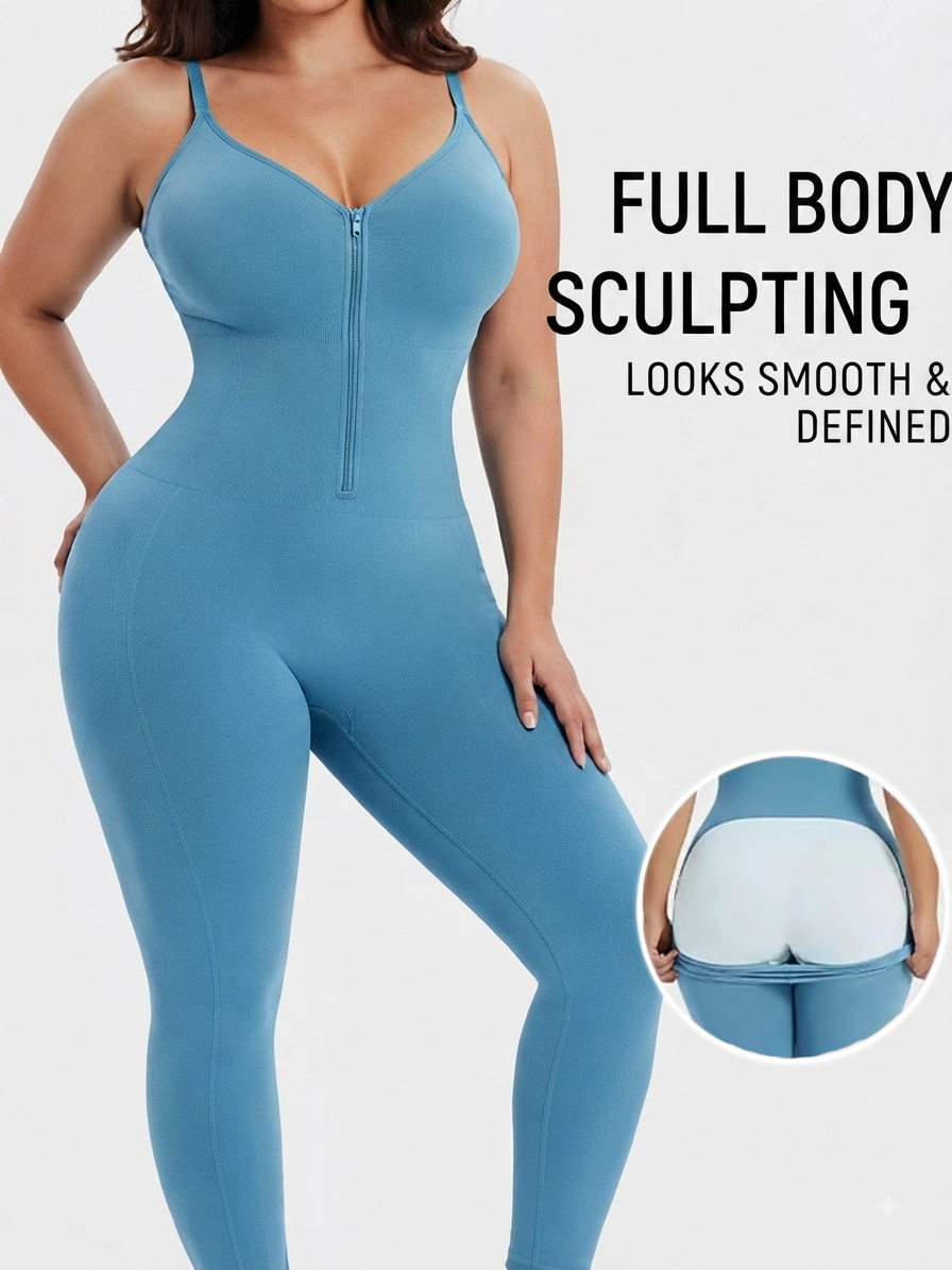 Seamless Full Body Sculpting Jumpsuit With Tummy Control Easy Off