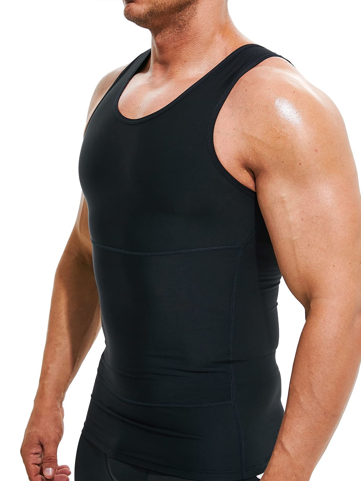 Mens Compression Shirt Slimming Body Shaper Vest Workout Tank Tops
