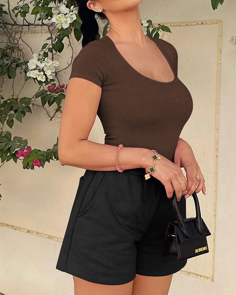 Ribbed Skinny Short Sleeve Bodysuits