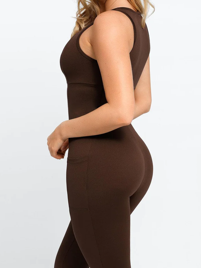 Sleeveless Shapewear Zip Front Jumpsuit
