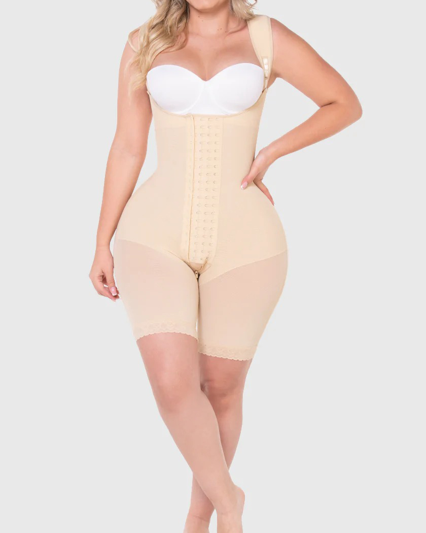 Mid Thigh Shapewear Bodysuit for Guitar and Hourglass Body Types