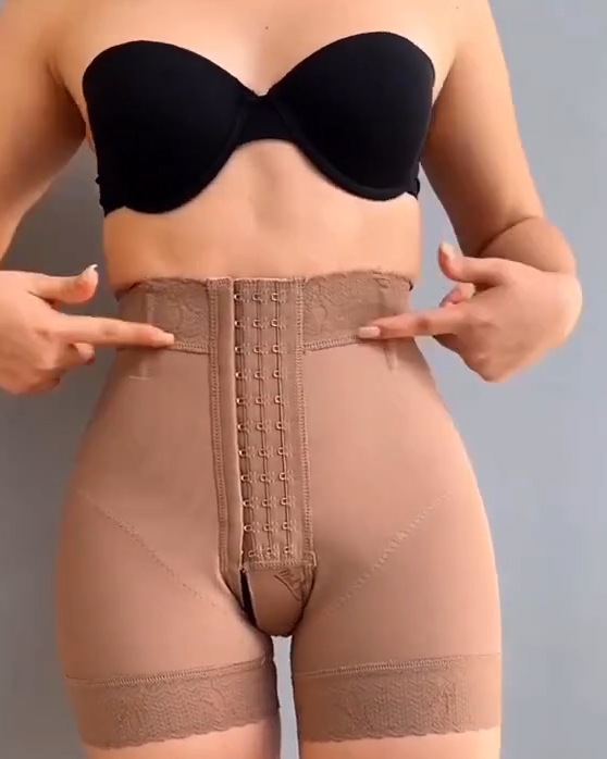 High Waist Butt Lift Shorts With Three Levels Of Hook And Eyes