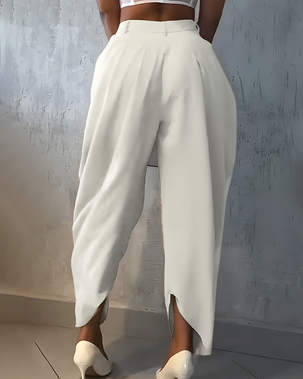 High Waist Loose Ruched Irregular Casual Pants