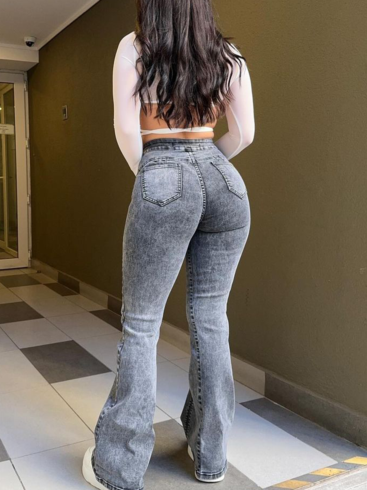 Women Fashion Skinny Butt Lifting Flared Jeans
