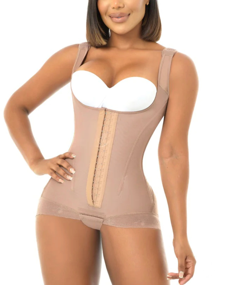 High Rise Tummy Control Buckle Crotch Butt Lifting Shaping Bodysuit-ChicCurve