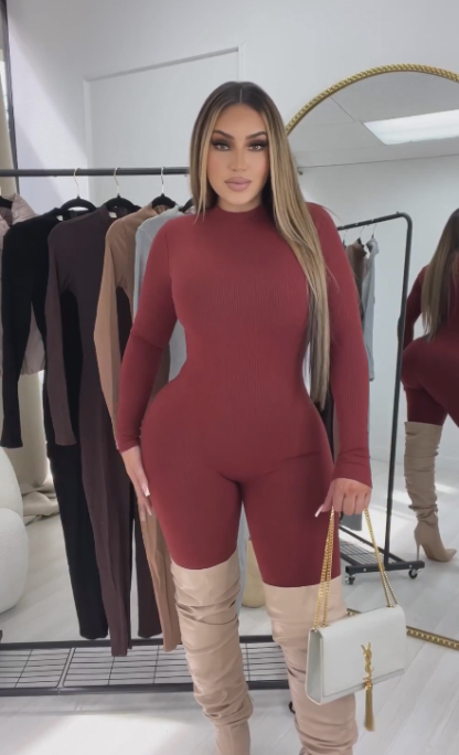 Fashion Ribbed Tight-fitting One-piece Jumpsuit