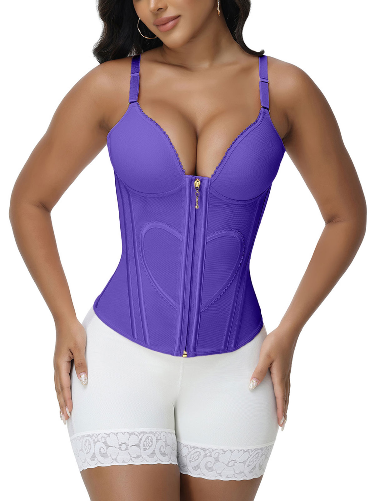 Heart Shape Tummy Control Compression Tanks Corset Waist Trainer Body Shaper with Zipper