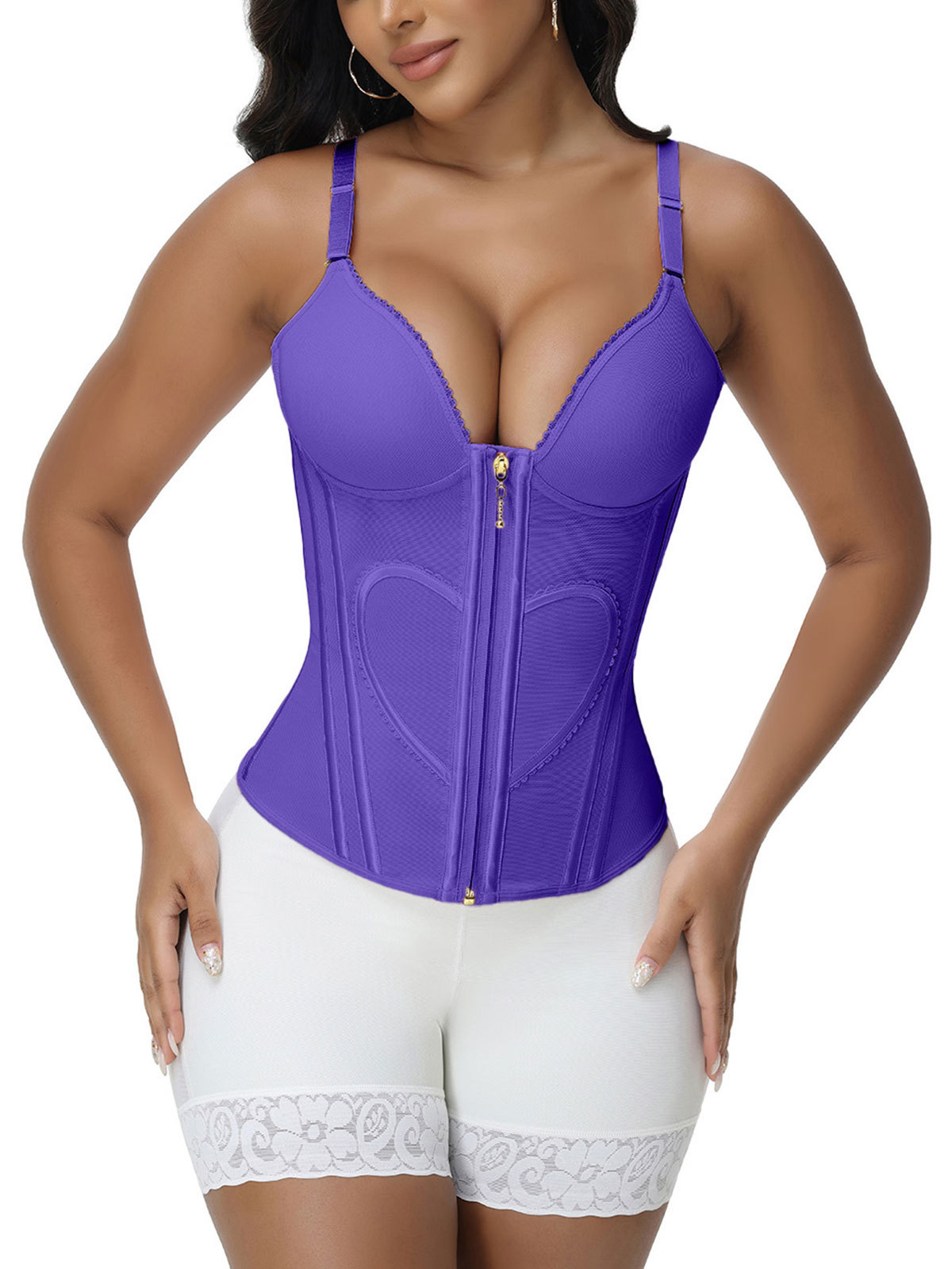 Heart Shape Tummy Control Compression Tanks Corset Waist Trainer Body Shaper with Zipper