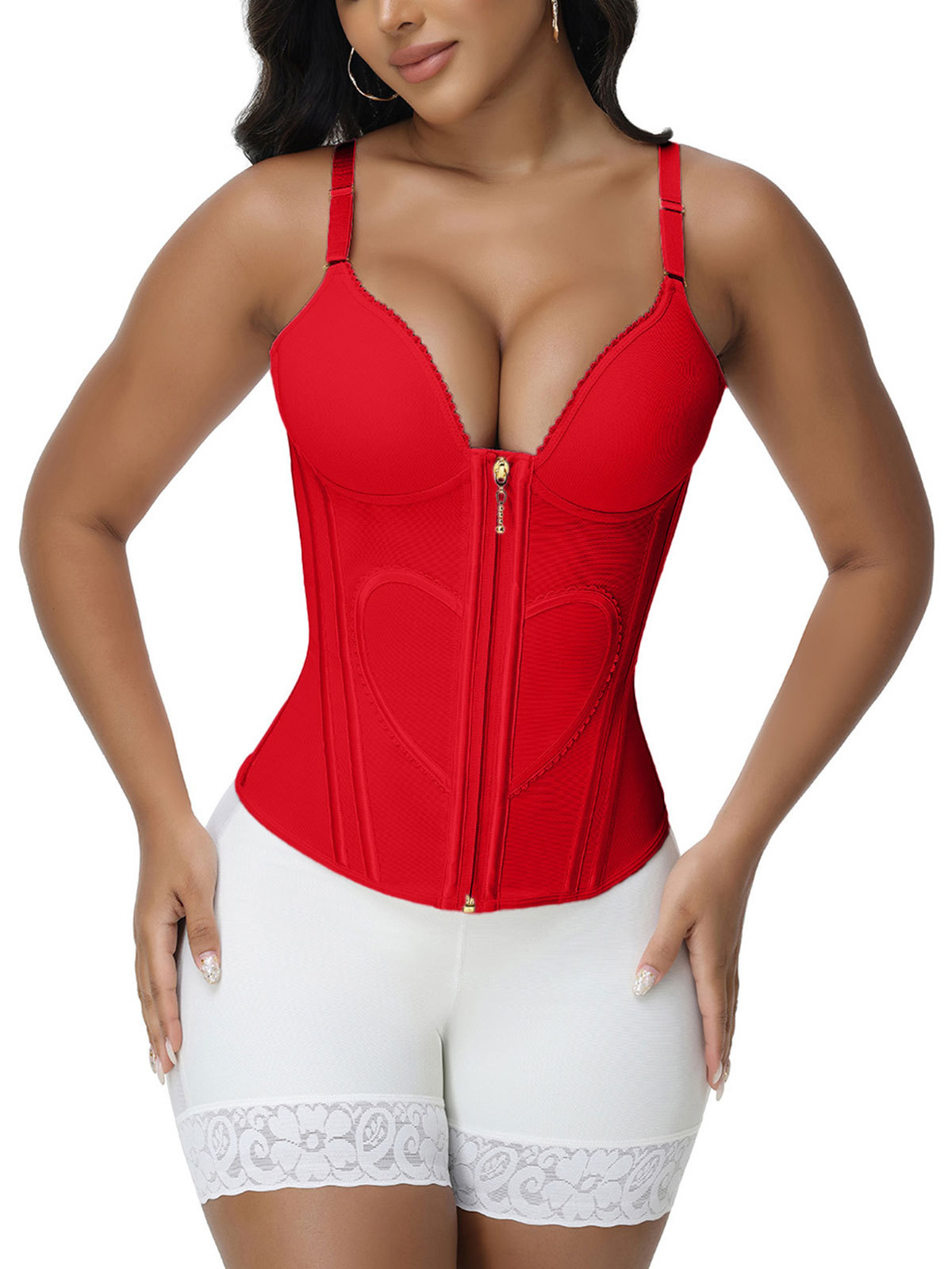 Heart Shape Tummy Control Compression Tanks Corset Waist Trainer Body Shaper with Zipper