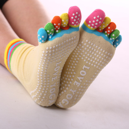 Pilates non-slip five-finger cotton socks
