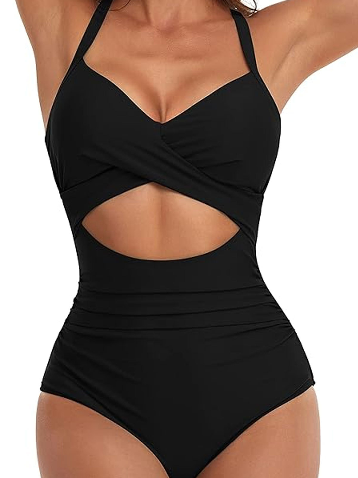 One Piece Swimsuits Tummy Control Cutout High Waisted Bathing Suit Wrap Tie Back