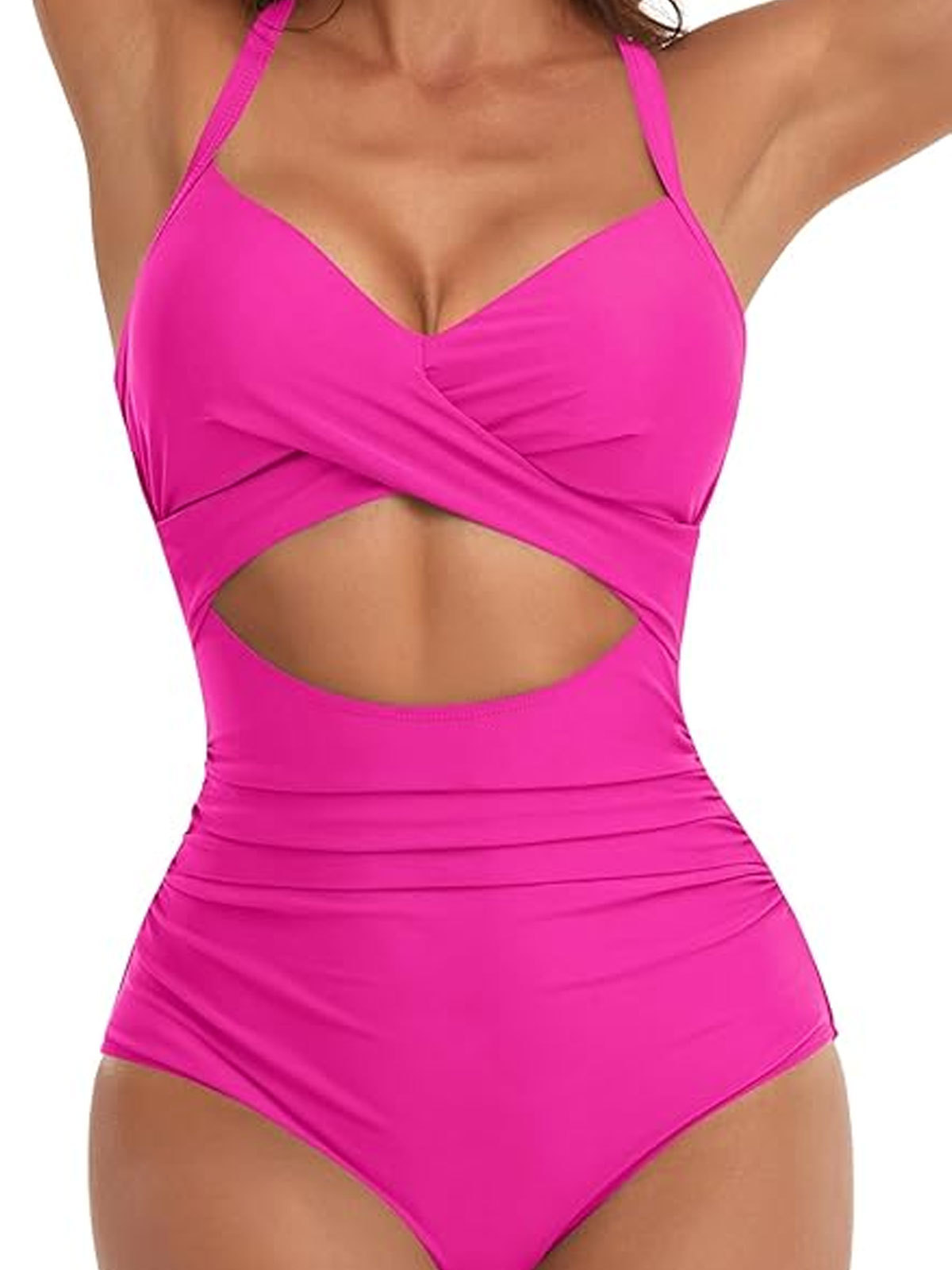 One Piece Swimsuits Tummy Control Cutout High Waisted Bathing Suit Wrap Tie Back