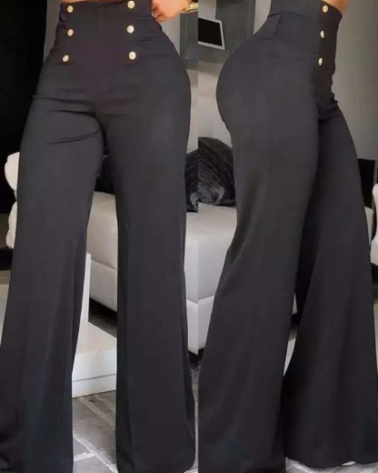 Stylish Slim Personality Double Breasted Flared Pants