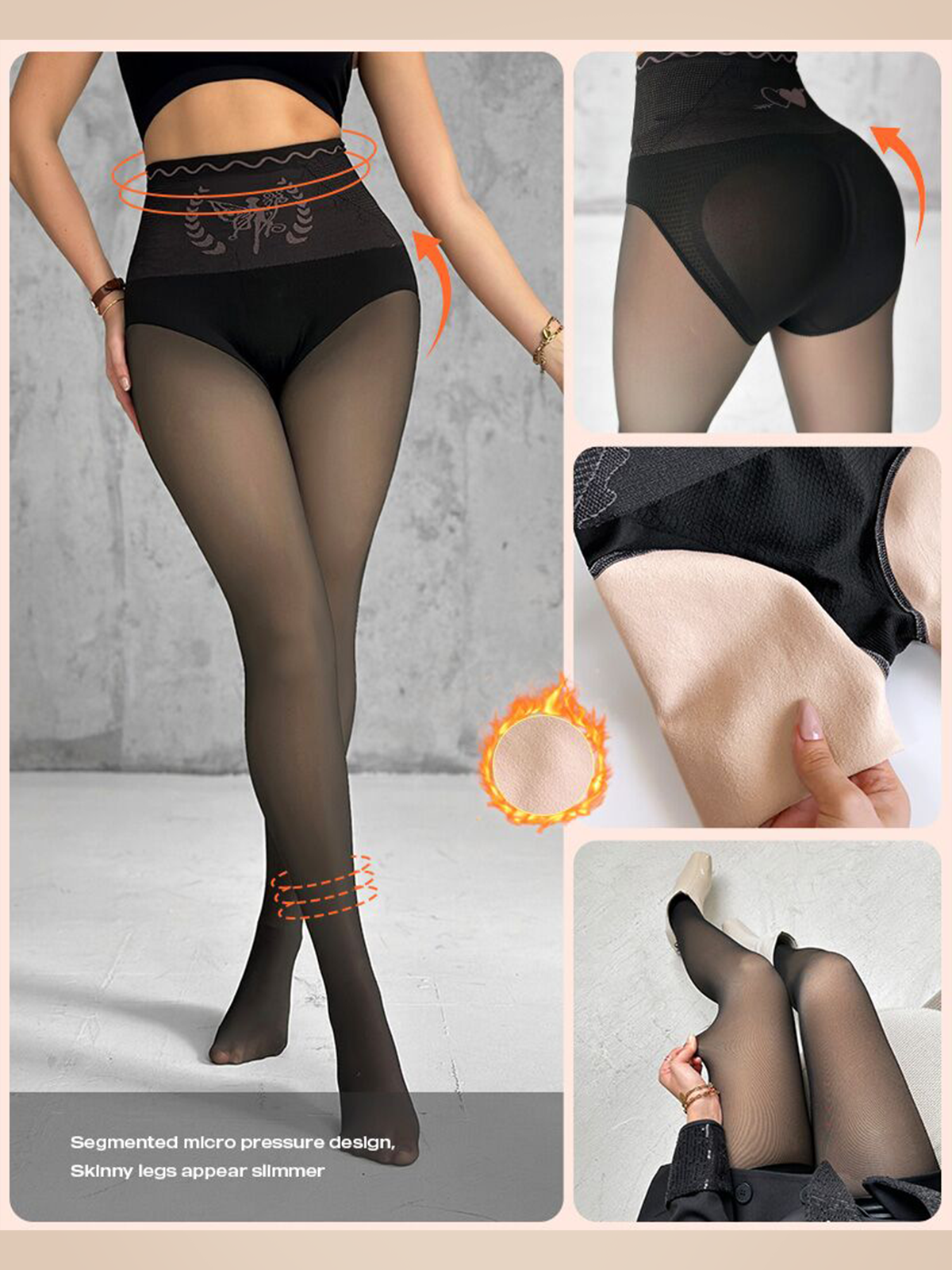Hip-Lifting Tights With Fleece Lining Thermal Leggings