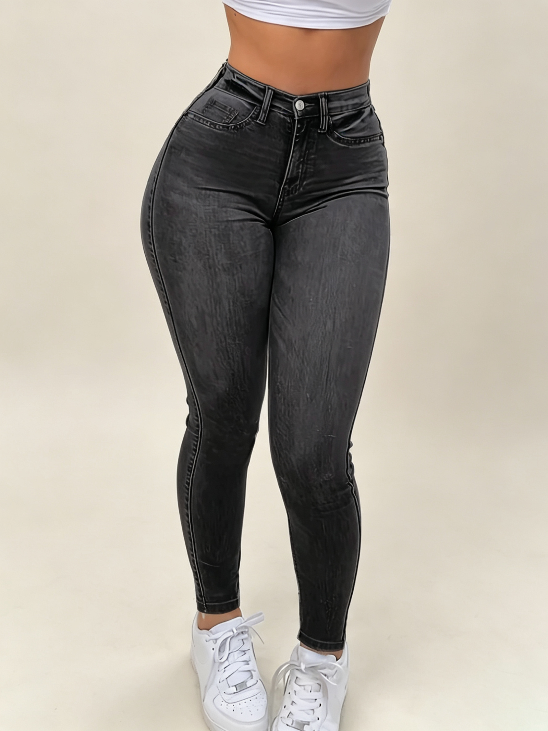 Elegant High Waisted Slim Fit Jeans