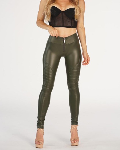 Zipper Eco-Leather Pants