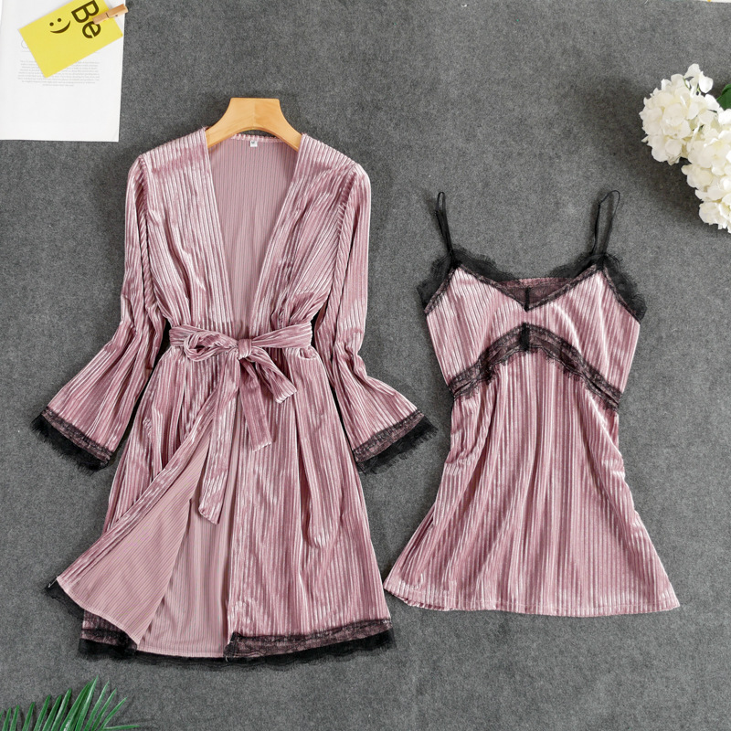 Velvet Sexy Lace Two Piece Pajamas