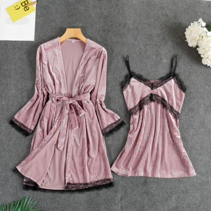 Velvet Sexy Lace Two Piece Pajamas