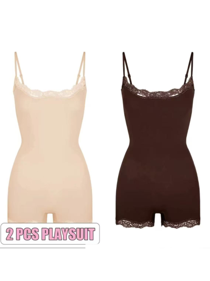 Two-Piece Spaghetti Strap Lace Bodysuit