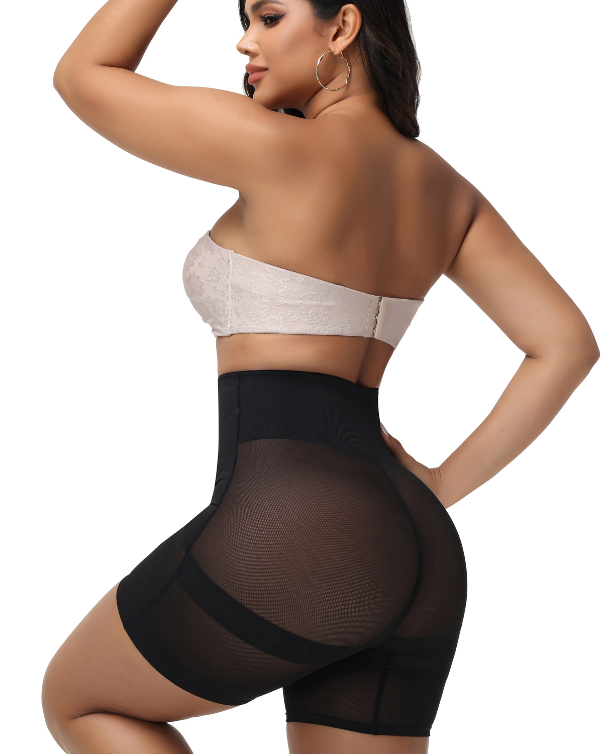 High Waisted Button Down Tummy Compression And Butt Lifting Shorts